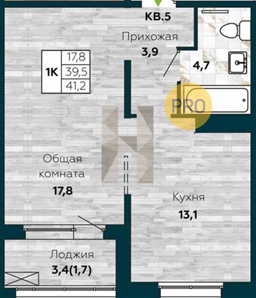 ЖК Галактика квартира 1 комнатная  41.40 м2