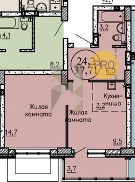 ЖК КрымSKY квартира 1 комнатная  37.71 м2