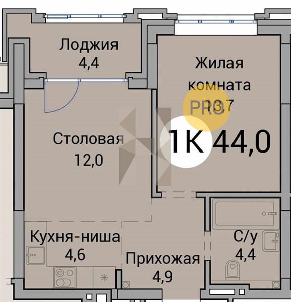 ЖК Тайм Сквер квартира 1 комнатная  43.80 м2