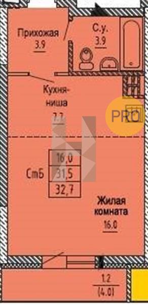 ЖК Новые Матрешки квартира 1 Студия  32.70 м2
