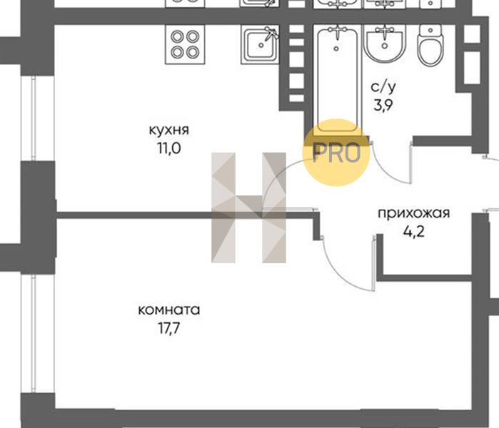 ЖК Gorizont квартира 1 комнатная  36.80 м2