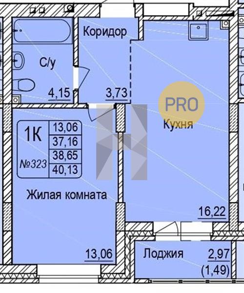 ЖК Расцветай на Авиастроителей квартира 1 комнатная  40.13 м2