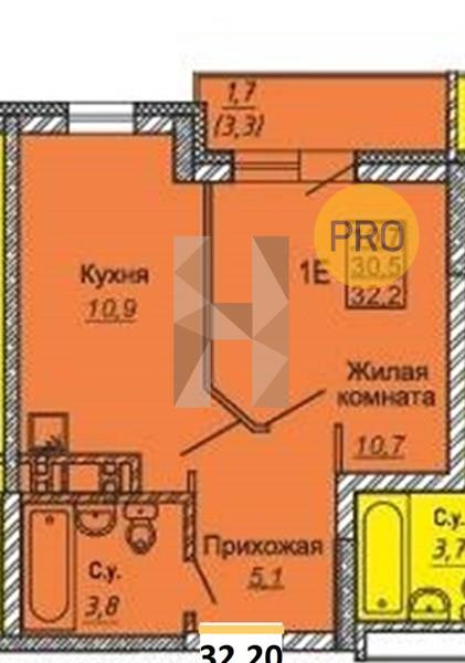 ЖК Новые Матрешки квартира 1 комнатная  32.20 м2