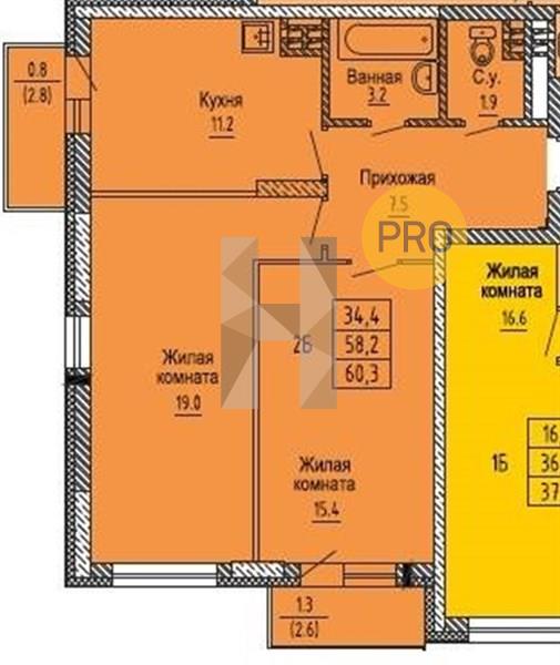 ЖК Новые Матрешки квартира 2 комнатная  59.80 м2