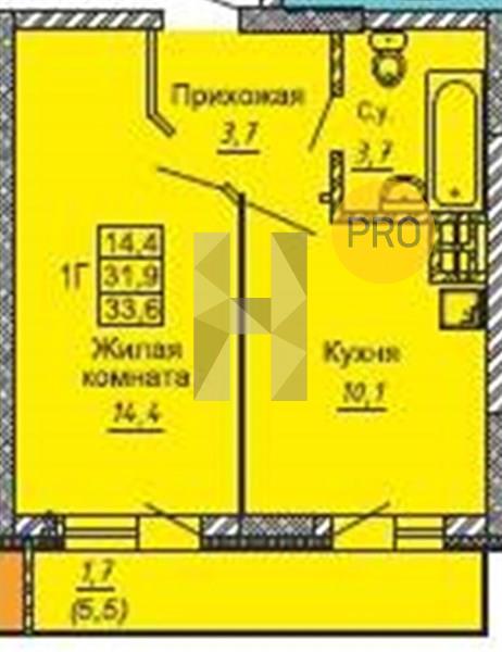 ЖК Новые Матрешки квартира 1 комнатная  33.60 м2