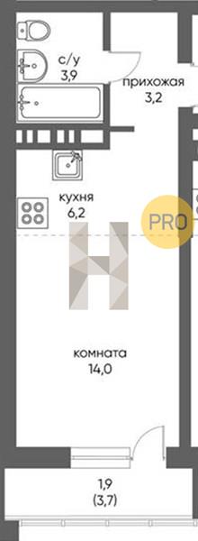 ЖК Gorizont квартира 1 Студия  29.20 м2