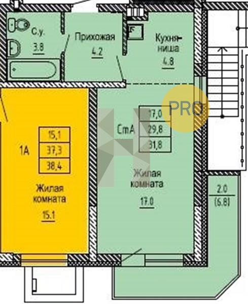 ЖК Новые Матрешки квартира 1 Студия  31.80 м2
