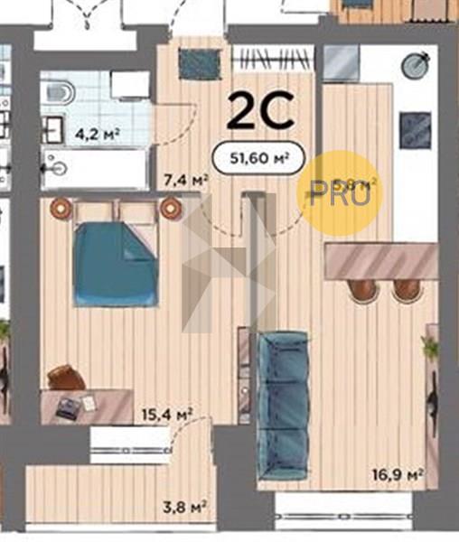 ЖК Smart Park квартира 1 комнатная  51.60 м2