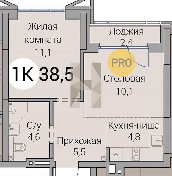 ЖК Тайм Сквер квартира 1 комнатная  38.50 м2