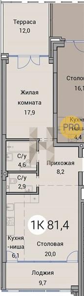 ЖК Тайм Сквер квартира 1 комнатная  81.40 м2