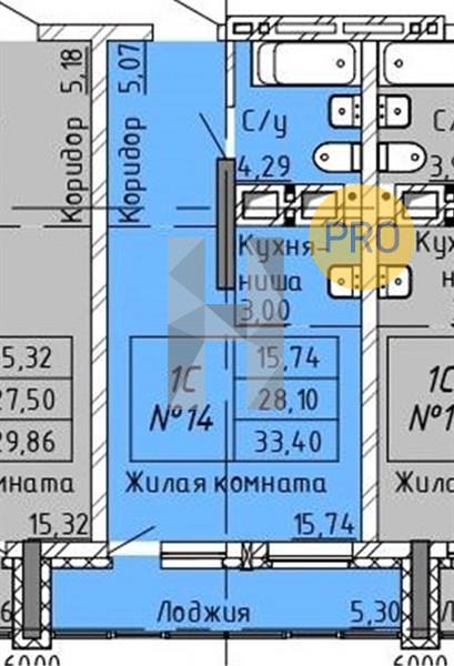 ЖК Тime Park Apartments квартира 1 Студия  33.40 м2