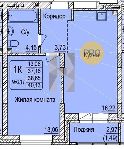 ЖК Расцветай на Авиастроителей квартира 1 комнатная  40.13 м2
