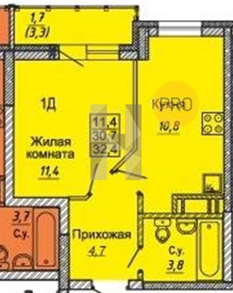 ЖК Новые Матрешки квартира 1 комнатная  32.40 м2