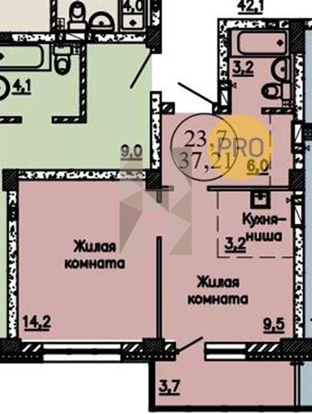 ЖК КрымSKY квартира 1 комнатная  37.21 м2