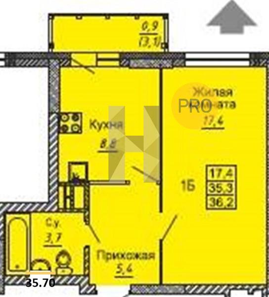 ЖК Новые Матрешки квартира 1 комнатная  35.70 м2
