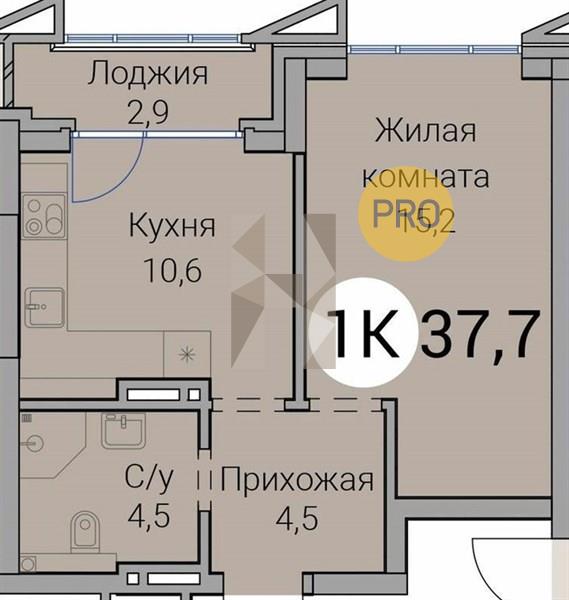 ЖК Тайм Сквер квартира 1 комнатная  37.70 м2