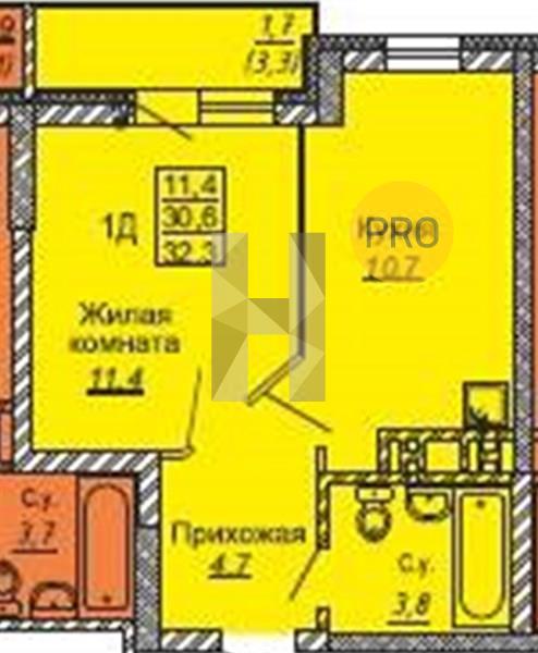 ЖК Новые Матрешки квартира 1 комнатная  32.20 м2