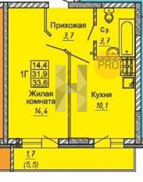 ЖК Новые Матрешки квартира 1 комнатная  33.20 м2