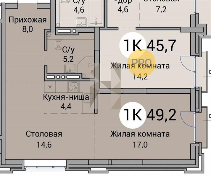 ЖК Тайм Сквер квартира 1 комнатная  49.20 м2
