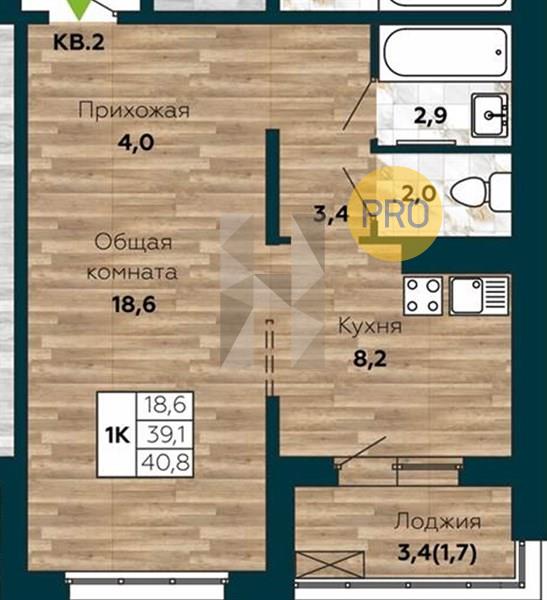 ЖК Галактика квартира 1 комнатная  40.80 м2
