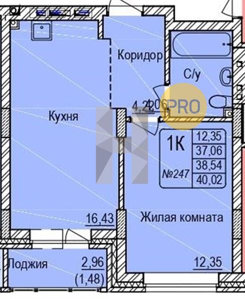 ЖК Расцветай на Авиастроителей квартира 1 комнатная  40.02 м2